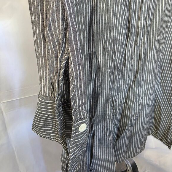 Max Studio Striped Long Sleeve Button-Up Tunic Top XL 100% Rayon - Picture 6 of 6